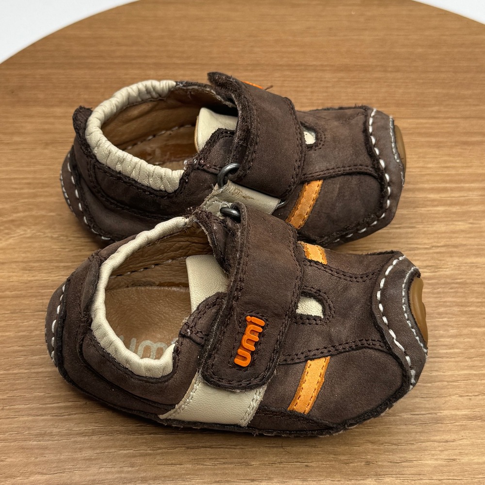 Umi Tadpole Brown Leather Baby Shoes‎ Size EUR 18 Age 6-12 Mo Baby Infant